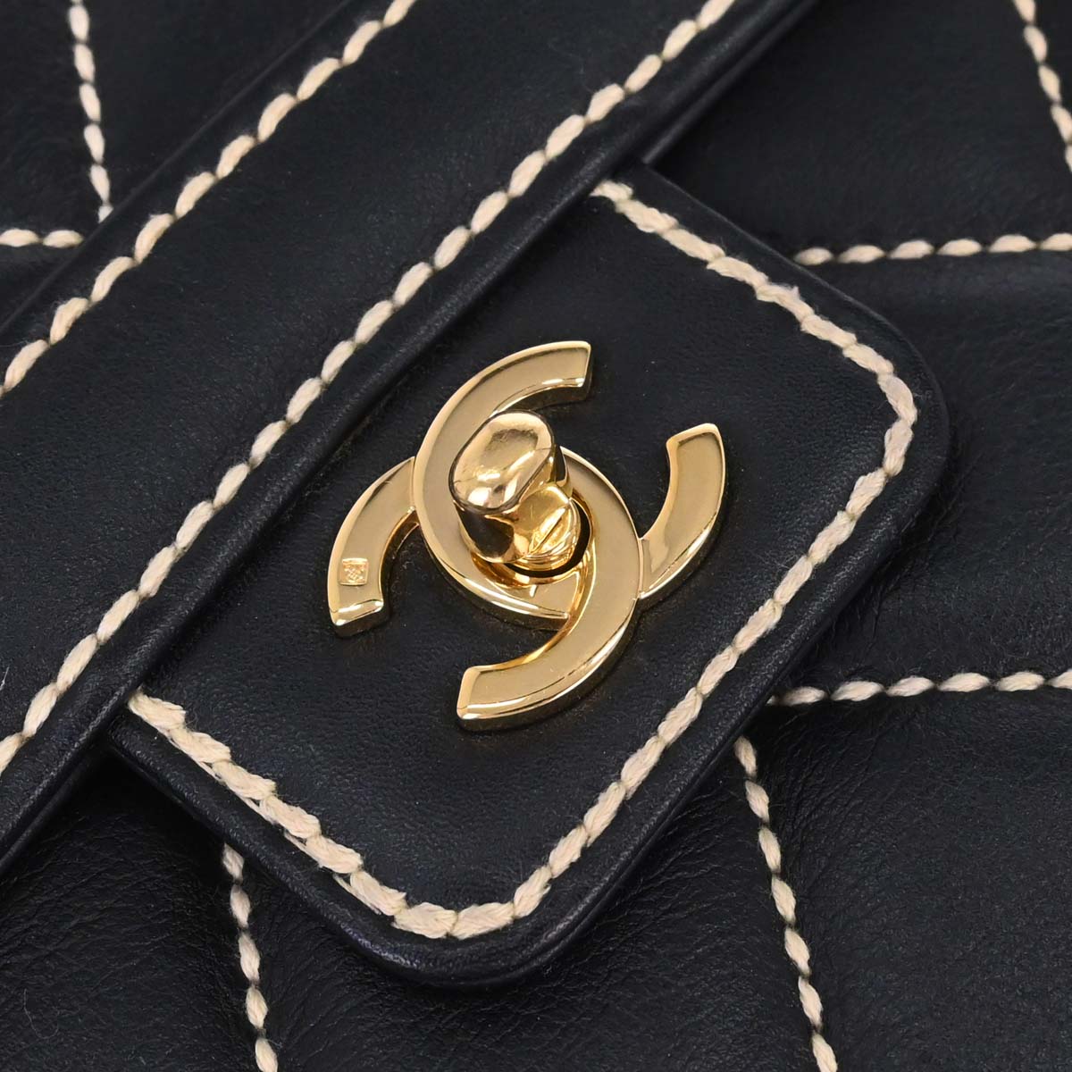 Chanel 2005-2006 Black Calfskin Wild Stitch Handbag