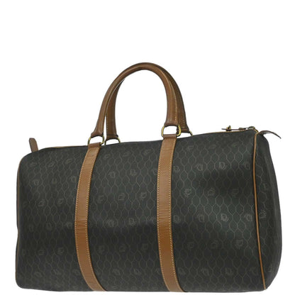 Christian Dior Black Brown Honeycomb Duffle Handbag