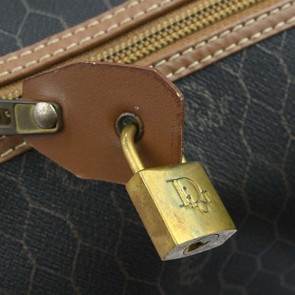 Christian Dior Black Brown Honeycomb Duffle Handbag