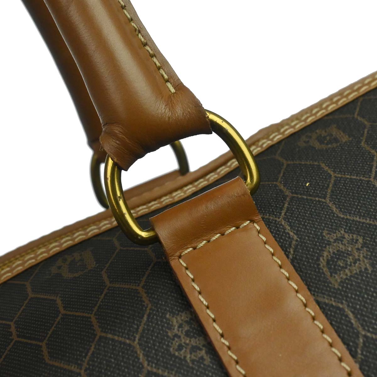 Christian Dior Black Brown Honeycomb Duffle Handbag