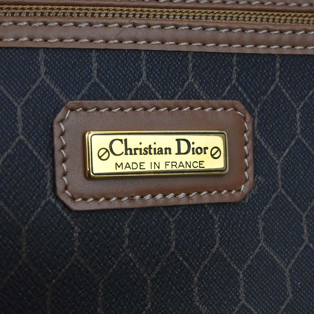 Christian Dior Black Brown Honeycomb Duffle Handbag