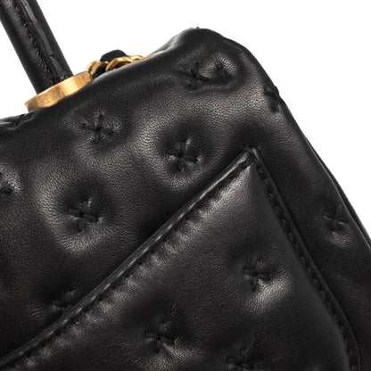 Chanel 2017 Black Lambskin Top Handle 2way Shoulder Handbag