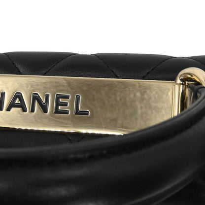 Chanel 2014 Black Lambskin Top Handle 2way Shoulder Handbag