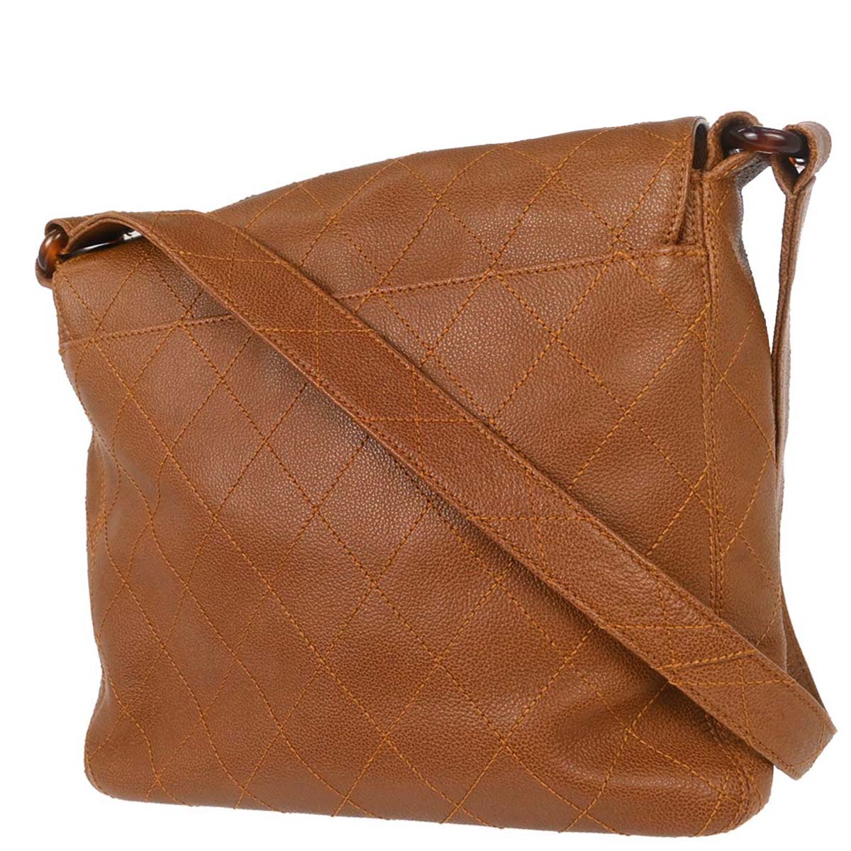 Chanel 1997-1999 Brown Caviar Skin Straight Flap Shoulder Bag