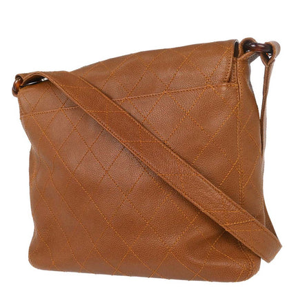 Chanel 1997-1999 Brown Caviar Skin Straight Flap Shoulder Bag