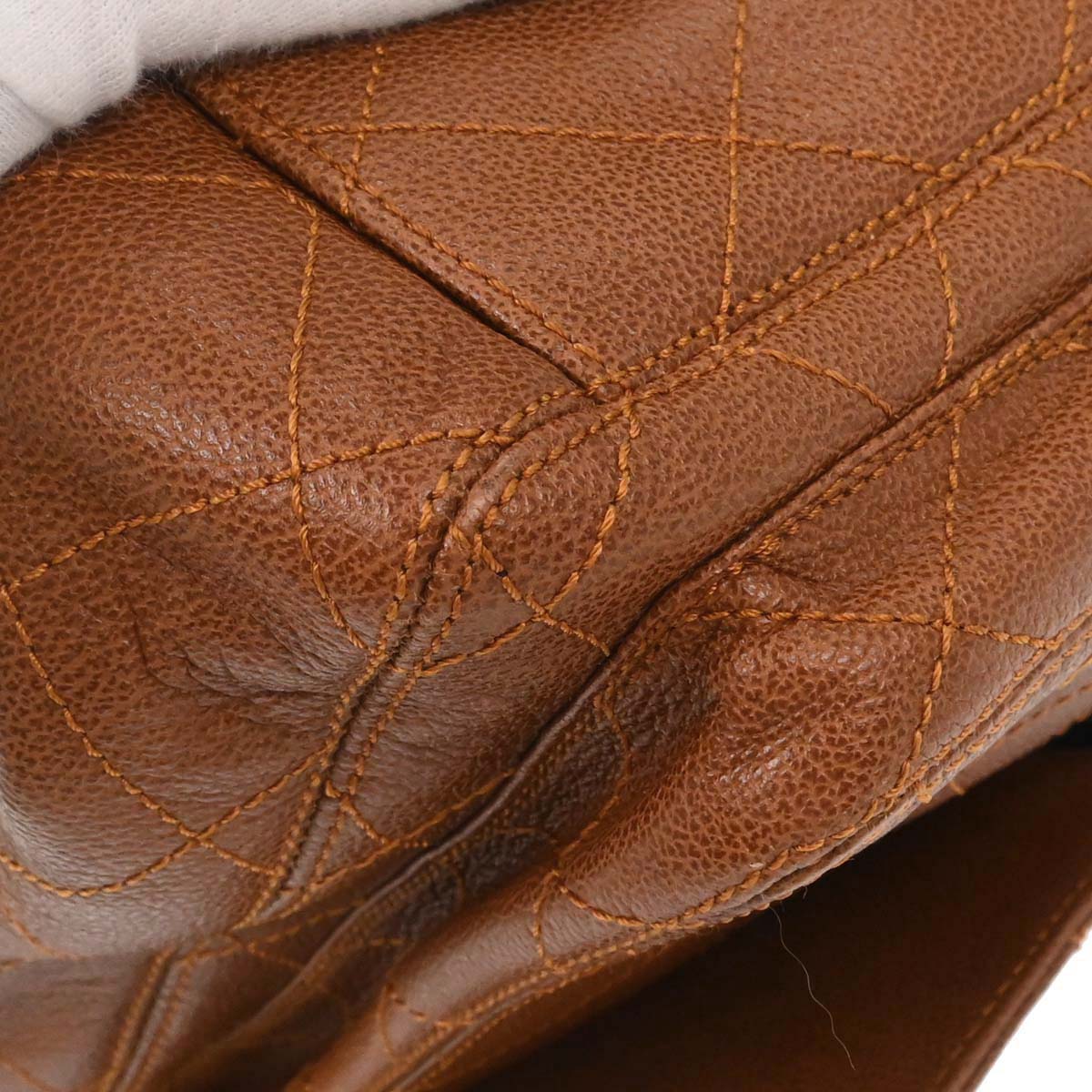 Chanel 1997-1999 Brown Caviar Skin Straight Flap Shoulder Bag