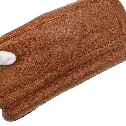 Chanel 1997-1999 Brown Caviar Skin Straight Flap Shoulder Bag