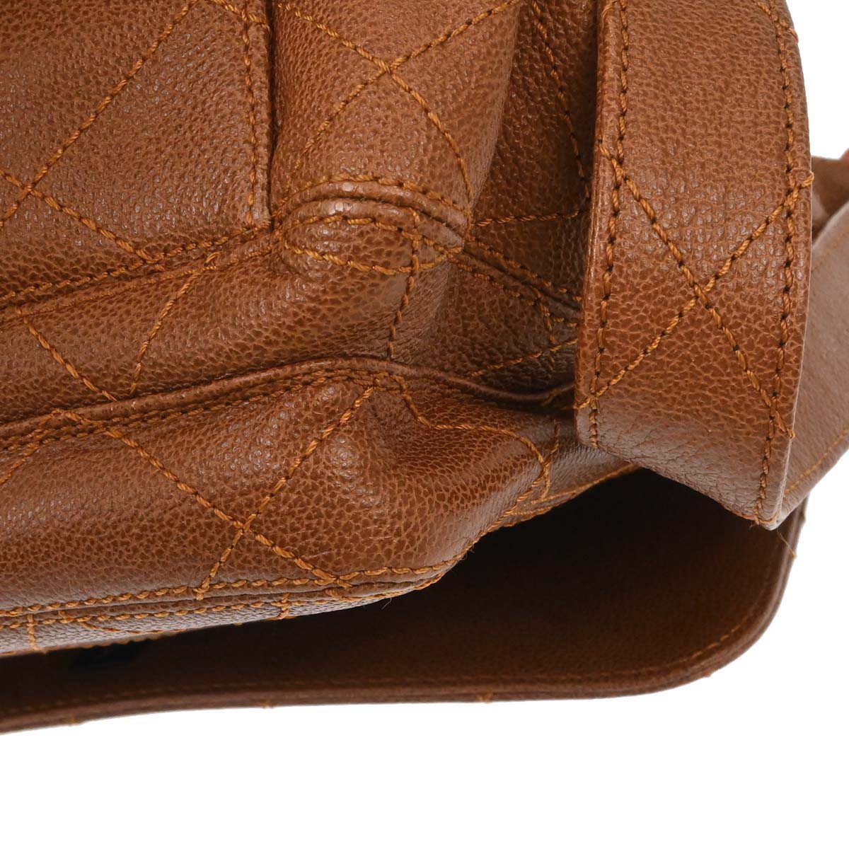 Chanel 1997-1999 Brown Caviar Skin Straight Flap Shoulder Bag