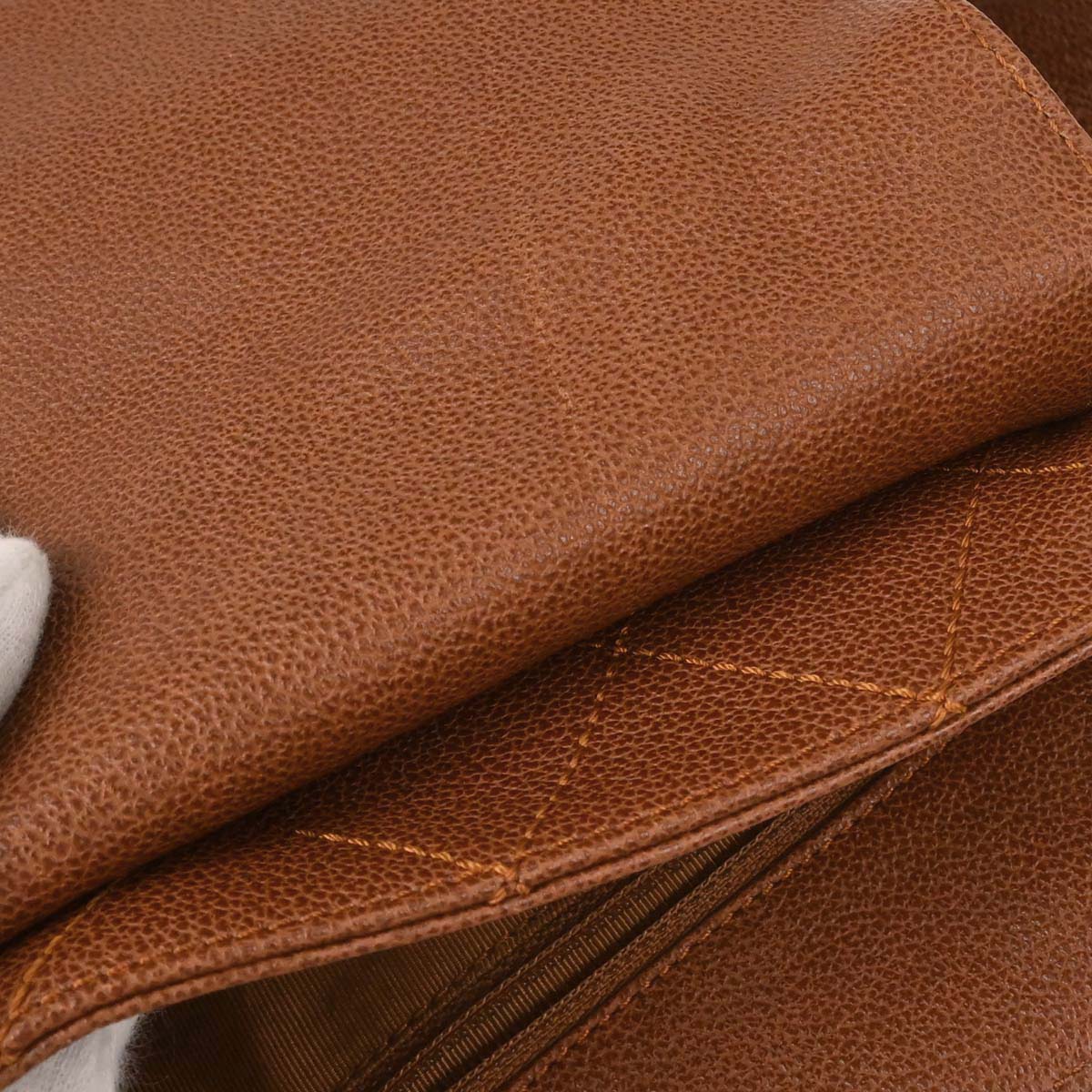 Chanel 1997-1999 Brown Caviar Skin Straight Flap Shoulder Bag