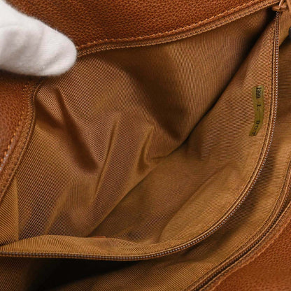 Chanel 1997-1999 Brown Caviar Skin Straight Flap Shoulder Bag