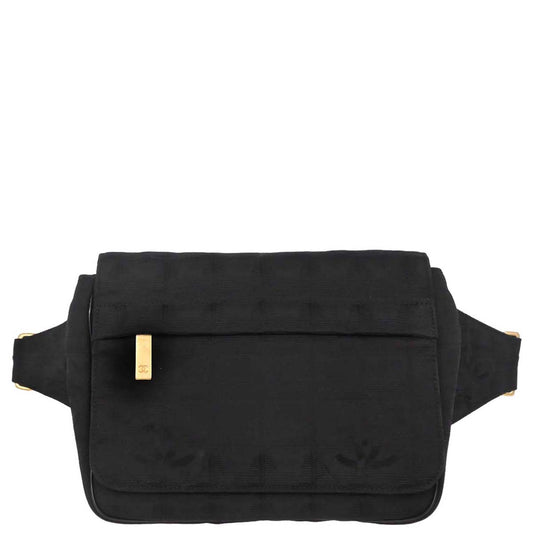 Chanel 2005-2006 Black Jacquard Nylon Travel Line Waist Bum Bag