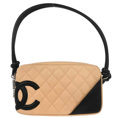 Chanel Beige Black Calfskin Cambon Ligne Handbag