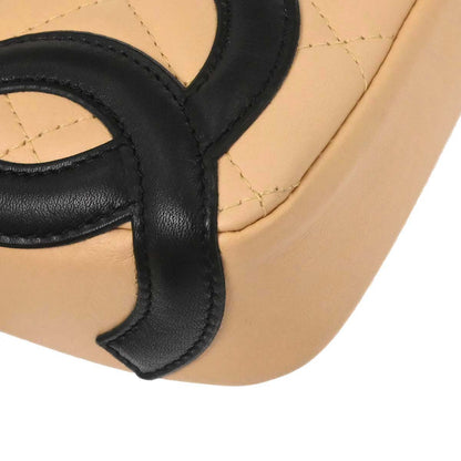 Chanel Beige Black Calfskin Cambon Ligne Handbag