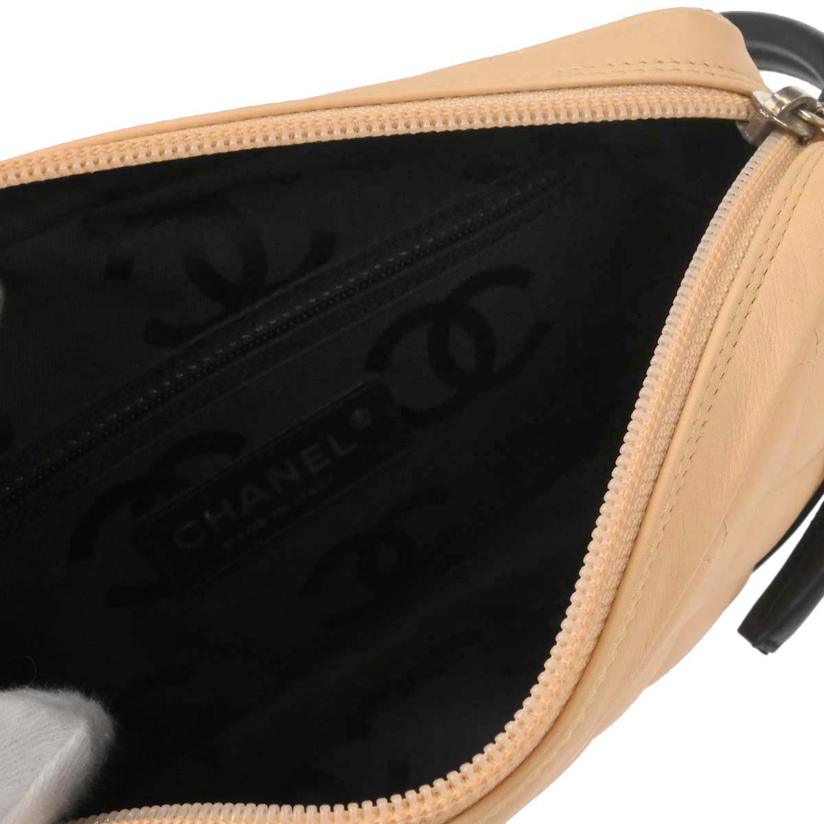 Chanel Beige Black Calfskin Cambon Ligne Handbag