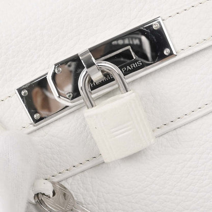 Hermes White Taurillon Clemence Kelly 32 Retourne 2way Shoulder Handbag