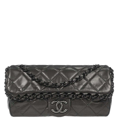 Chanel Gray Calfskin Chain Me Shoulder Bag