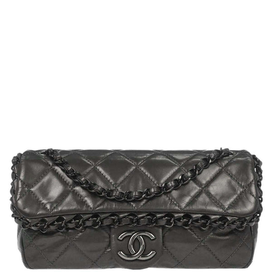 Chanel Gray Calfskin Chain Me Shoulder Bag