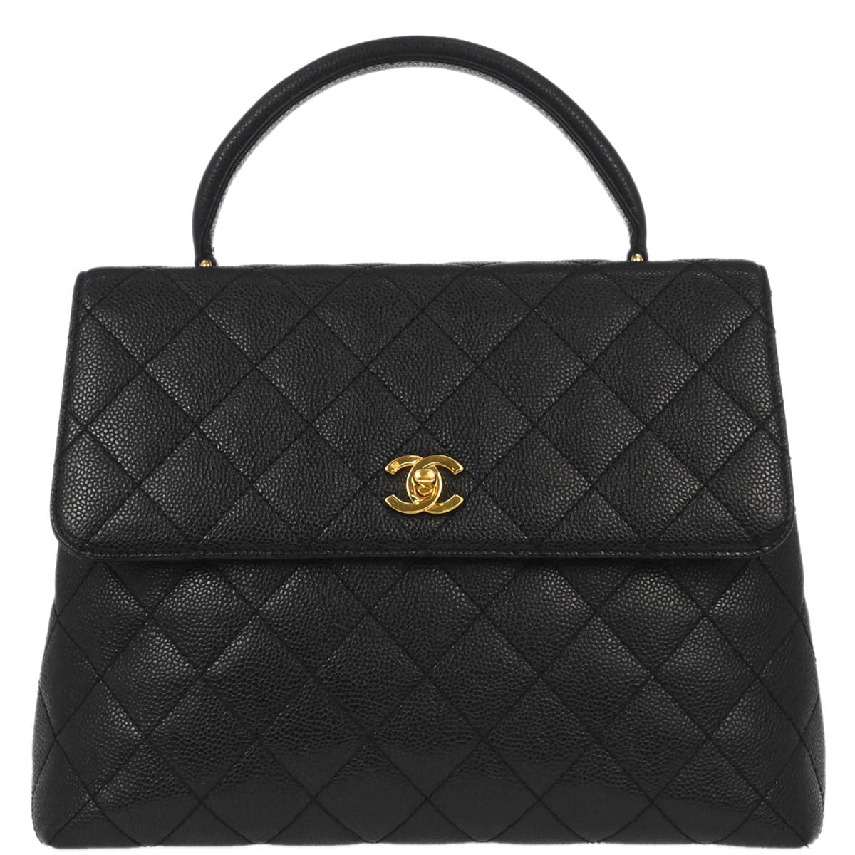 Chanel Black Caviar Skin Top Handle Handbag
