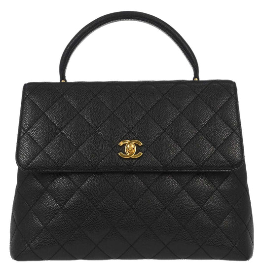 Chanel Black Caviar Skin Top Handle Handbag