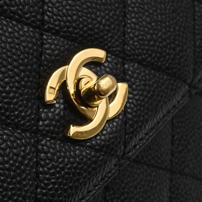 Chanel Black Caviar Skin Top Handle Handbag
