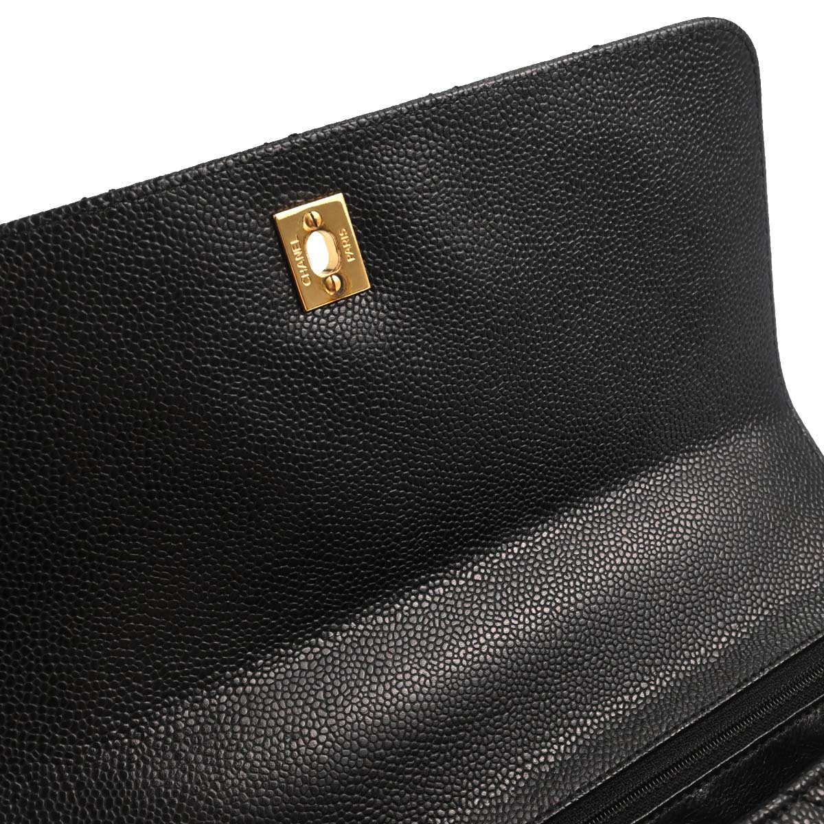 Chanel Black Caviar Skin Top Handle Handbag