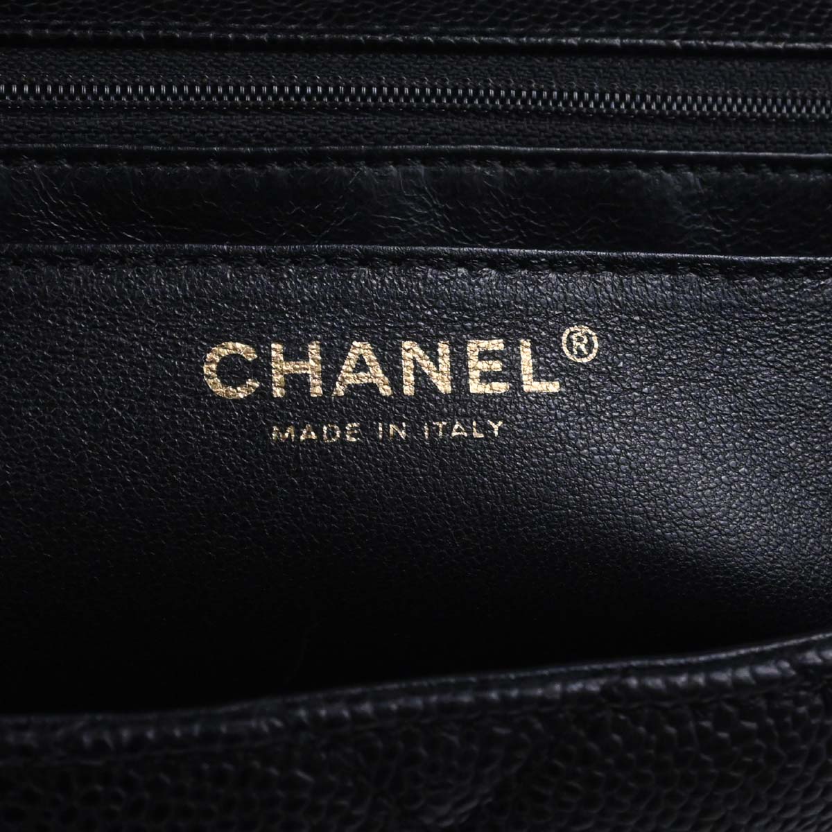 Chanel Black Caviar Skin Top Handle Handbag
