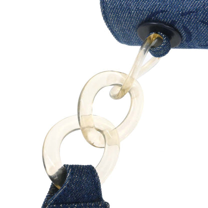 Chanel 2002-2003 Blue Denim Acrylic Chain Straight Flap Shoulder Bag