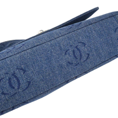 Chanel 2002-2003 Blue Denim Acrylic Chain Straight Flap Shoulder Bag