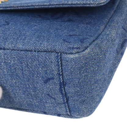 Chanel 2002-2003 Blue Denim Acrylic Chain Straight Flap Shoulder Bag