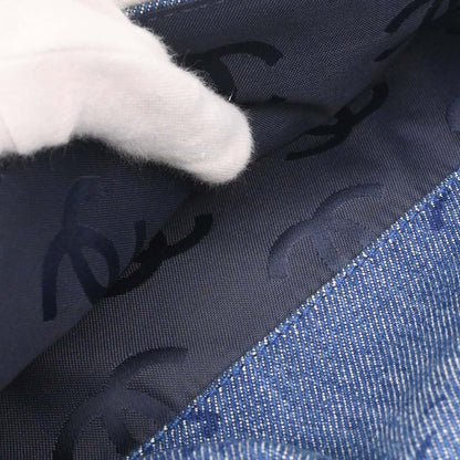 Chanel 2002-2003 Blue Denim Acrylic Chain Straight Flap Shoulder Bag
