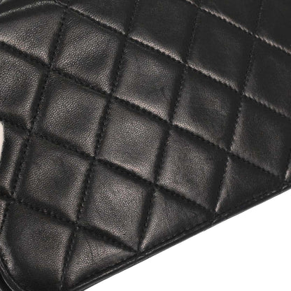 Chanel 1996-1997 Black Lambskin Pushlock Mini Full Flap Shoulder Bag