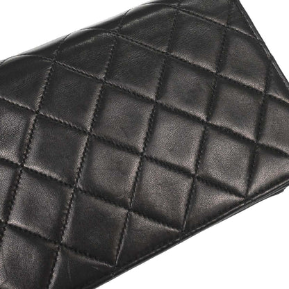 Chanel 1996-1997 Black Lambskin Pushlock Mini Full Flap Shoulder Bag