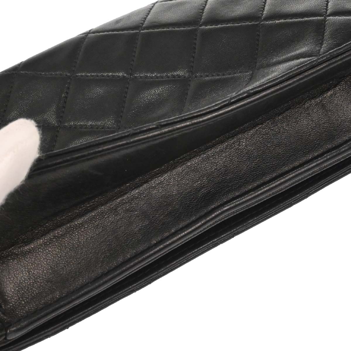 Chanel 1996-1997 Black Lambskin Pushlock Mini Full Flap Shoulder Bag