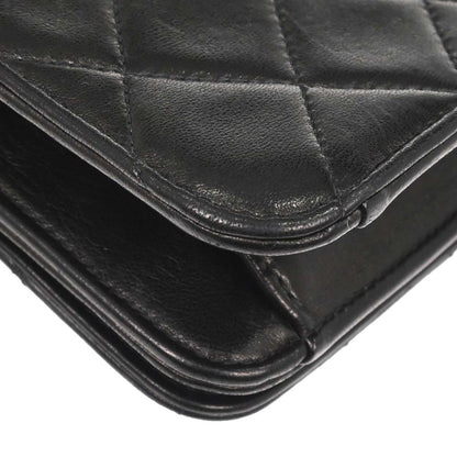 Chanel 1996-1997 Black Lambskin Pushlock Mini Full Flap Shoulder Bag