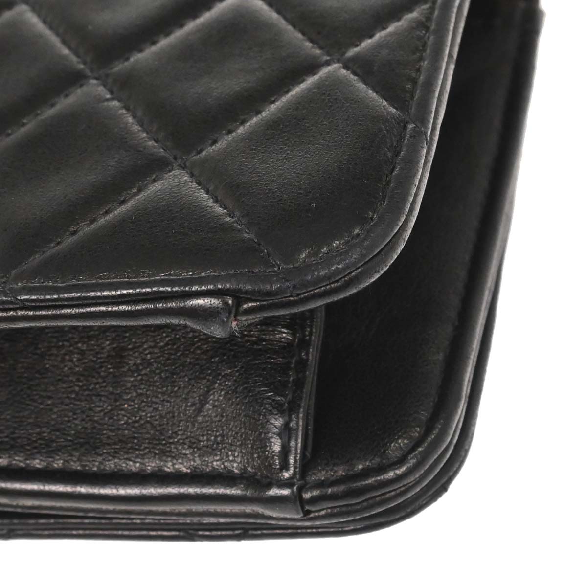 Chanel 1996-1997 Black Lambskin Pushlock Mini Full Flap Shoulder Bag