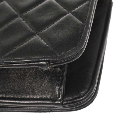 Chanel 1996-1997 Black Lambskin Pushlock Mini Full Flap Shoulder Bag