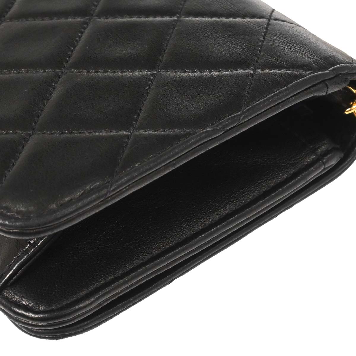 Chanel 1996-1997 Black Lambskin Pushlock Mini Full Flap Shoulder Bag