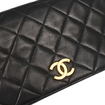 Chanel 1996-1997 Black Lambskin Pushlock Mini Full Flap Shoulder Bag