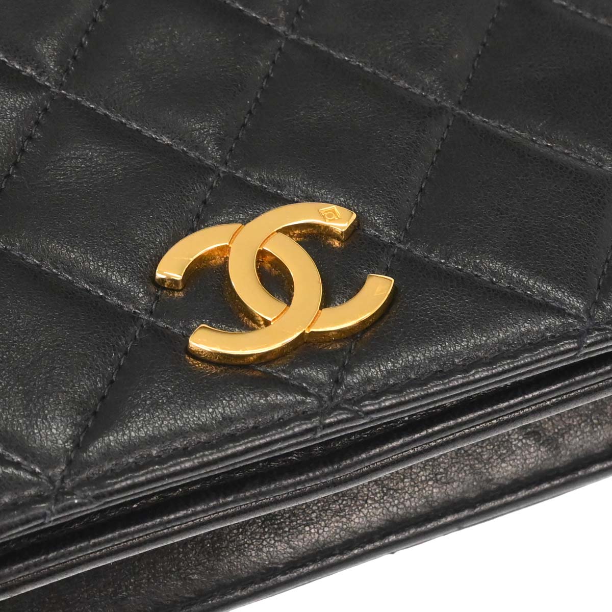 Chanel 1996-1997 Black Lambskin Pushlock Mini Full Flap Shoulder Bag
