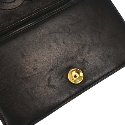 Chanel 1996-1997 Black Lambskin Pushlock Mini Full Flap Shoulder Bag