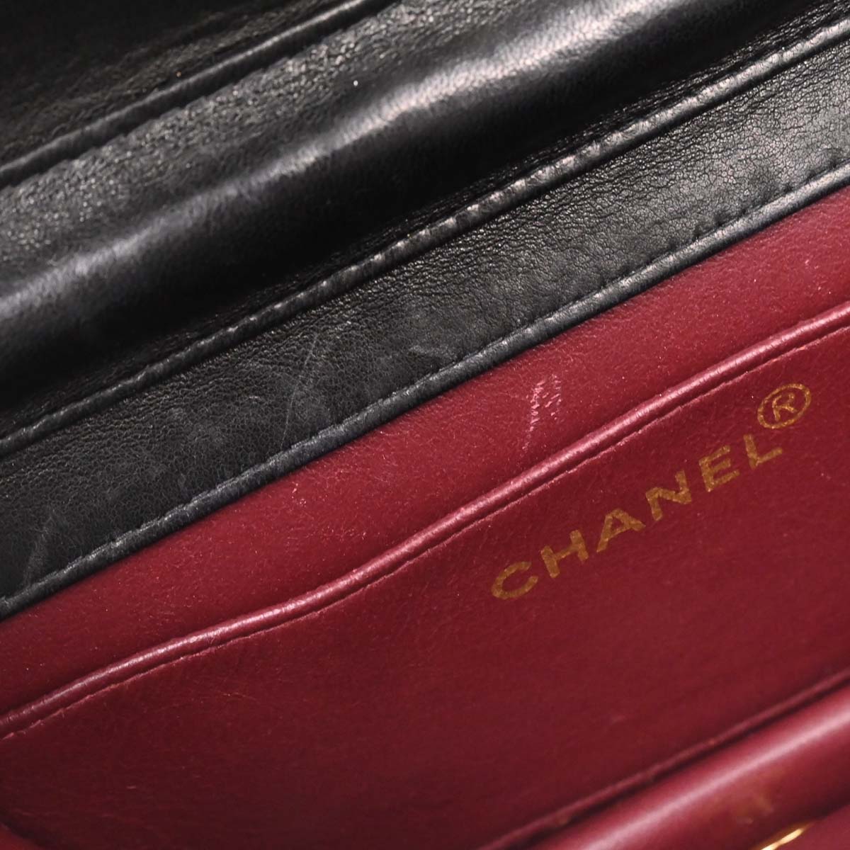 Chanel 1996-1997 Black Lambskin Pushlock Mini Full Flap Shoulder Bag