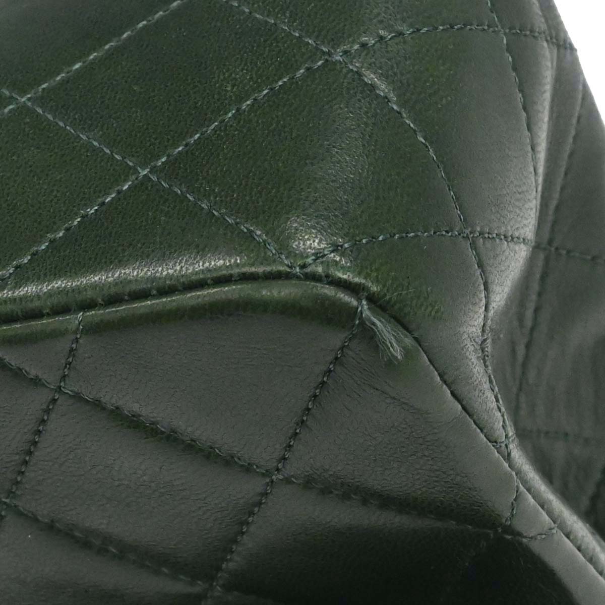 Chanel 1986-1988 Green Lambskin Medium Classic Double Flap Shoulder Bag