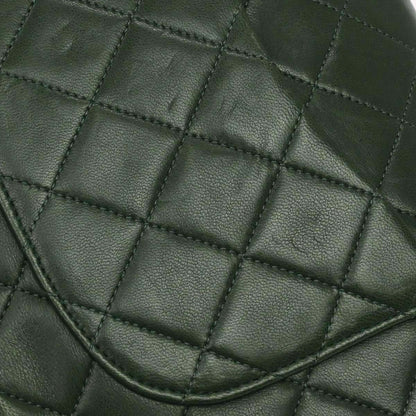 Chanel 1986-1988 Green Lambskin Medium Classic Double Flap Shoulder Bag