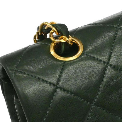 Chanel 1986-1988 Green Lambskin Medium Classic Double Flap Shoulder Bag