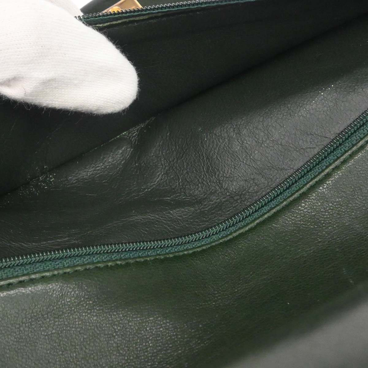 Chanel 1986-1988 Green Lambskin Medium Classic Double Flap Shoulder Bag