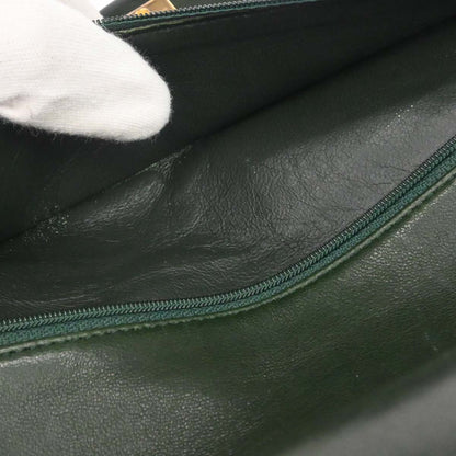 Chanel 1986-1988 Green Lambskin Medium Classic Double Flap Shoulder Bag