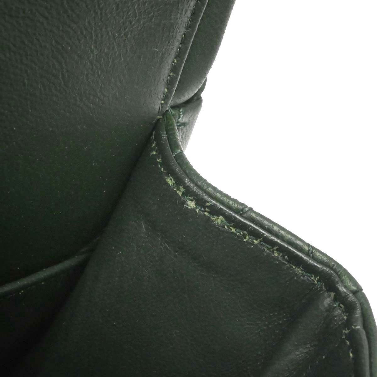 Chanel 1986-1988 Green Lambskin Medium Classic Double Flap Shoulder Bag