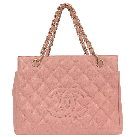 Chanel 2000-2002 Pink Caviar Skin Tote Chain Handbag