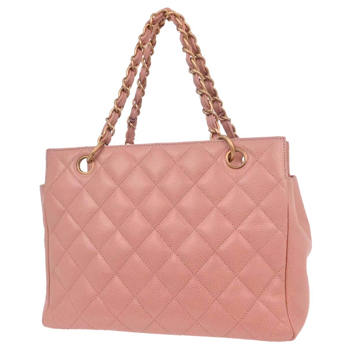 Chanel 2000-2002 Pink Caviar Skin Tote Chain Handbag