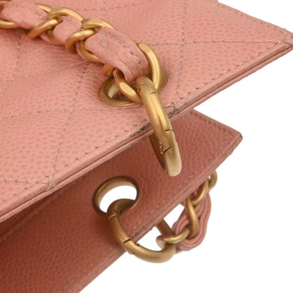 Chanel 2000-2002 Pink Caviar Skin Tote Chain Handbag